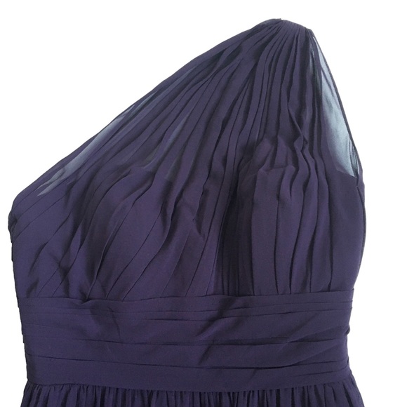 Bill Levkoff Barbara Chiffon One-Shoulder A-Line Princess Maxi Dress Plum 14 - Picture 7 of 17